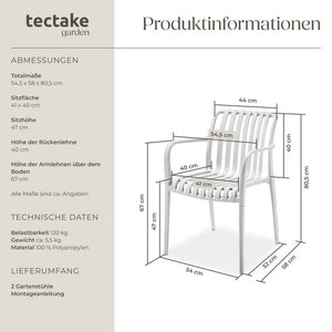 Gartenstühle Alcudia creme 2er Set