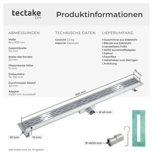 Duschrinne Edelstahl 90 cm