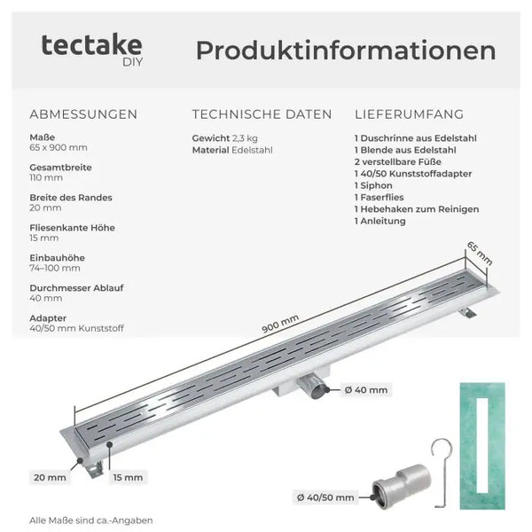 Duschrinne Edelstahl 90 cm