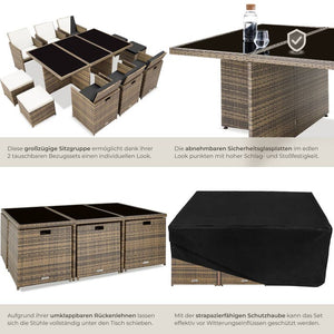 Aluminium Rattan Sitzgruppe New York 6+4+1, natur