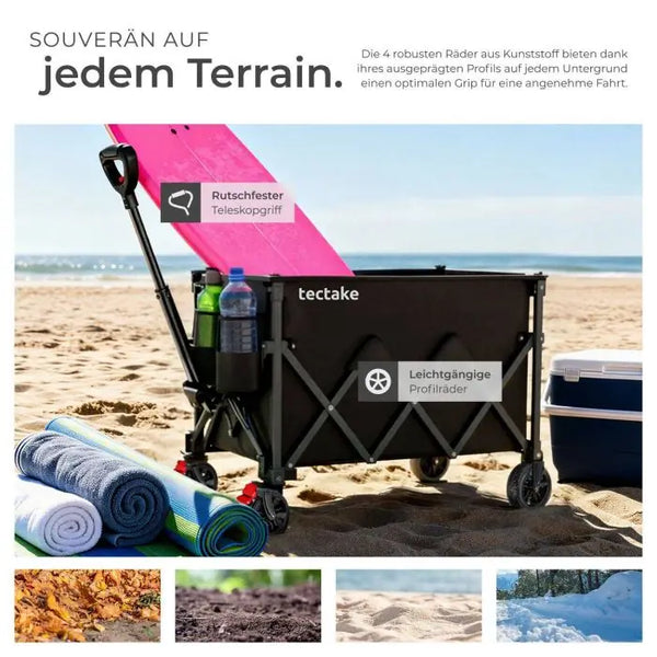 Bollerwagen RollRider faltbar mit Teleskopgriff 150 L schwarz