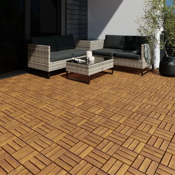Terrassenfliesen Tabula Akazienholz 12 Lamellen braun 31 x 31 cm, 40 Stück