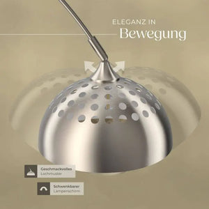 Bogenleuchte Arcus Retro-Stil Nickel matt