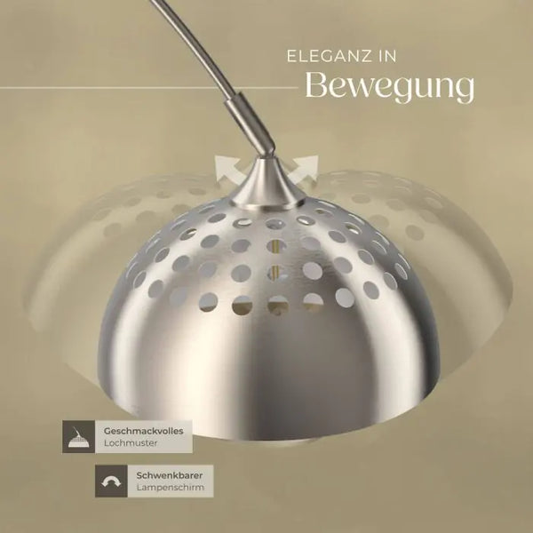 Bogenleuchte Arcus Retro-Stil Nickel matt