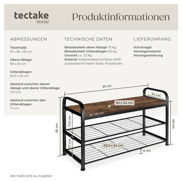Southampton shoe rack - Industrial dark brown 