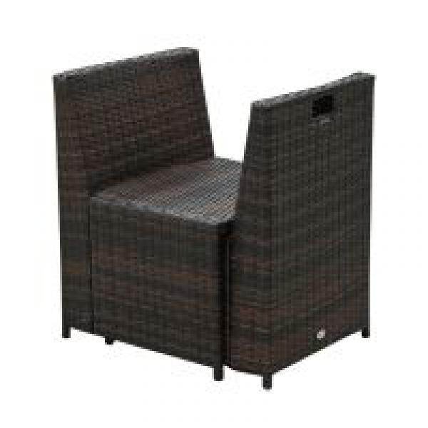 5tlg. Polyrattan Rattan Essgruppe Gartenset Sitzgruppe Sofa Garnitur Stahl Braun+Khaki