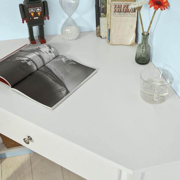 Eckschreibtisch  Schreibtisch mit Ablage und Schublade Weiss