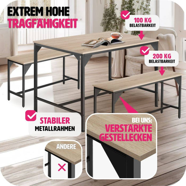 Sitzgruppe Bolton Industrial Holz hell, Eiche Sonoma