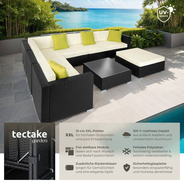Rattan Loungeset Marbella - schwarz