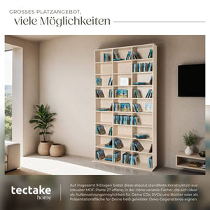 Stand-/Medienregal mit 27 Fächern, buche