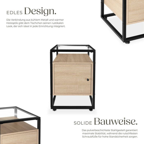 Nachttisch Dudley 40x43x60,5cm Industrial Holz hell, Eiche Sonoma