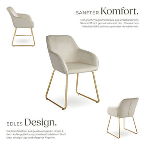 Esszimmerstuhl Jeane Samtoptik creme/gold 2er Set