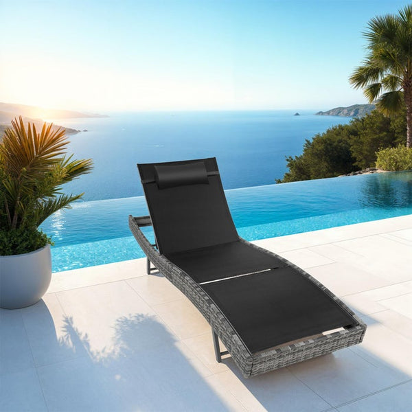 Rattan Sonnenliege Moana grau-meliert