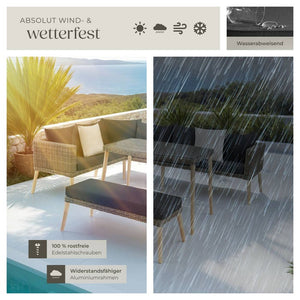 Rattan Lounge mit Aluminiumgestell Pula natur