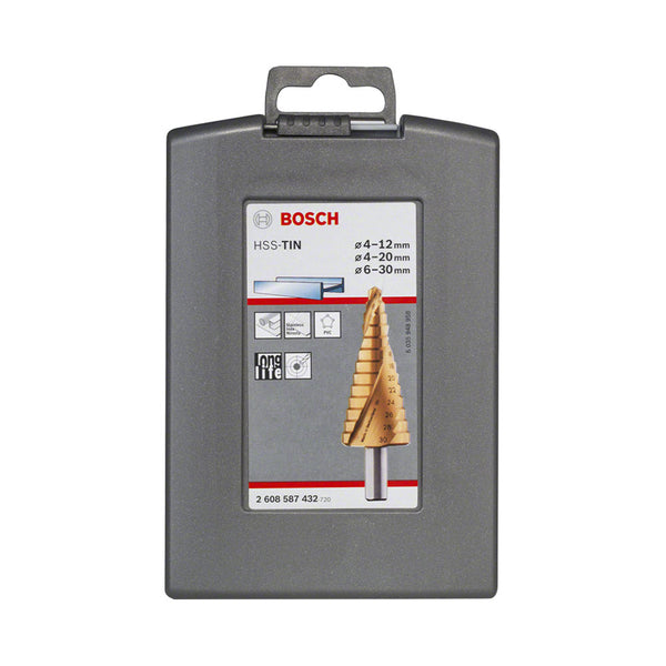 Bosch 3-teiliges HSS-TiN-Stufenbohrerset 4-12/4-20/6-30