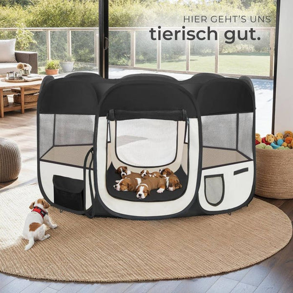 Tierlaufstall aus Polyester schwarz