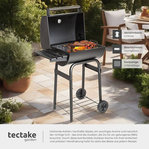 Holzkohlegrill mit Deckel und Thermometer