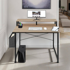 Schreibtisch mit Ablage und Stofftasche Industrial Holz hell, Eiche Sonoma 120 cm