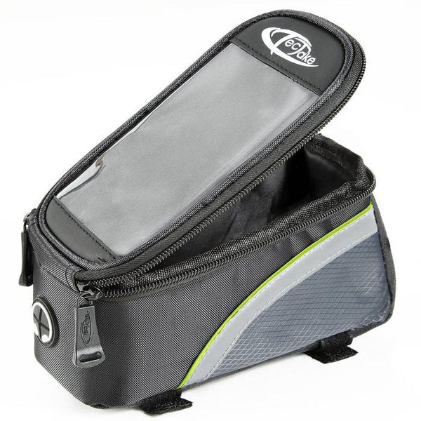 Fahrradtasche mit Rahmen-Befestigung für Smartphones schwarz/grau/grün 20 x 9,5 x 10 cm