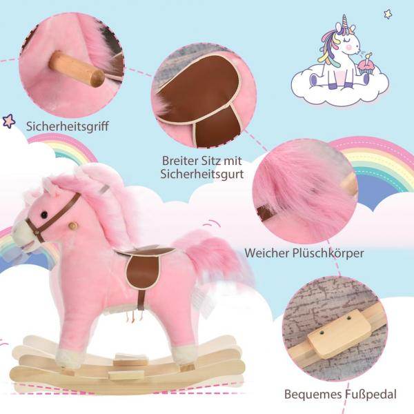 Kinder Schaukelpferd Baby Schaukeltier Pferd Spielzeug für 36-72 Monate Rosa