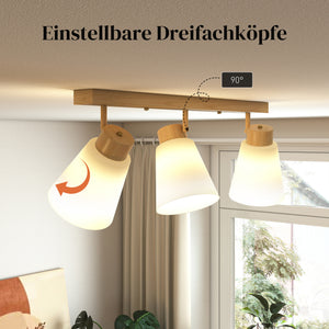 LED Deckenleuchte mit verstellbaren E27 Fassungen aus Holz
