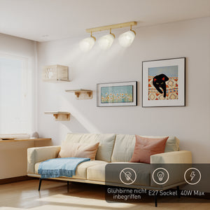 LED Deckenleuchte mit verstellbaren E27 Fassungen aus Holz