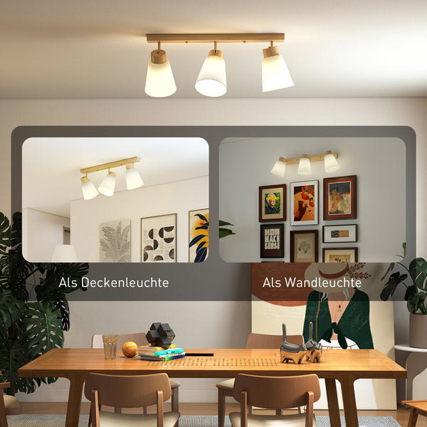 LED Deckenleuchte mit verstellbaren E27 Fassungen aus Holz