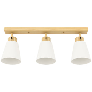 LED Deckenleuchte mit verstellbaren E27 Fassungen aus Holz