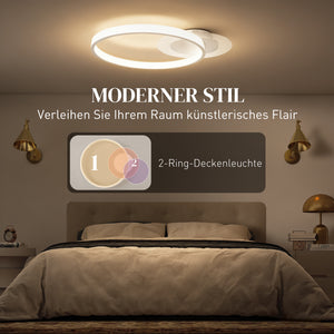Deckenleuchte rund modern mit zwei Ringen weiss