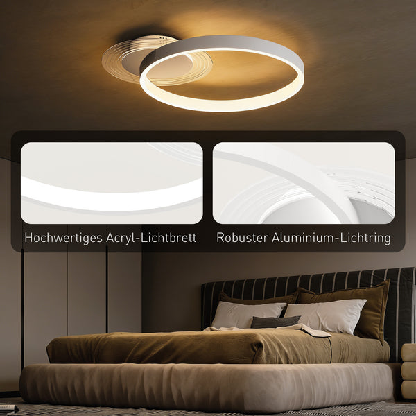 Deckenleuchte rund modern mit zwei Ringen weiss