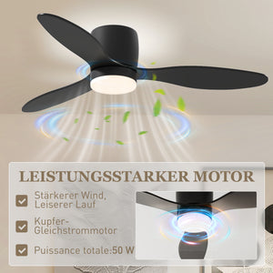Deckenventilator mit Lampe Fernbedienung und dimmbar schwarz
