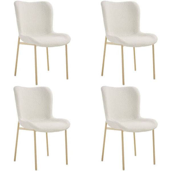 Polsterstuhl Tessa Bouclé weiß/gold 4er Set