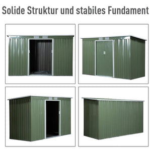 Gerätehaus Gartenhaus Geräteschuppen Hellgrün 280 x 130 x 172 cm