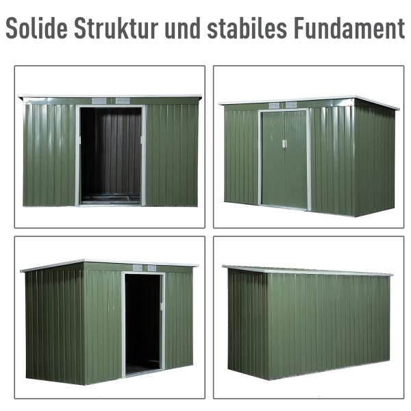 Gerätehaus Gartenhaus Geräteschuppen Hellgrün 280 x 130 x 172 cm