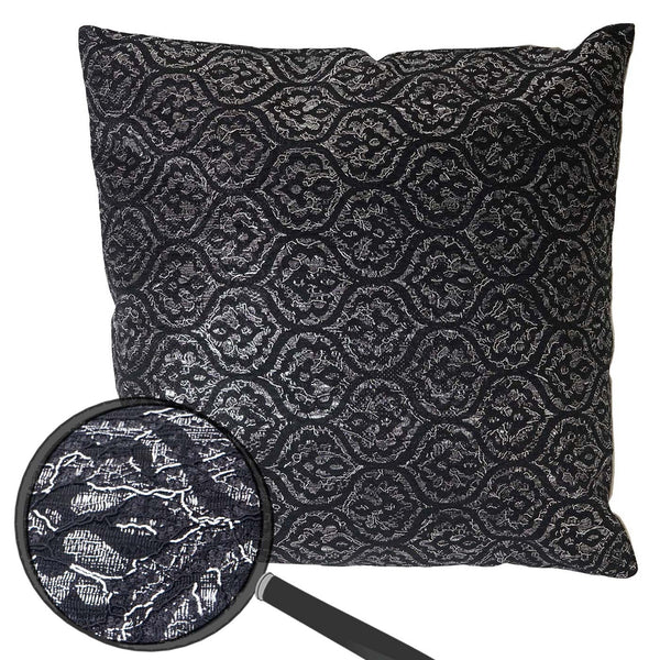 Deko-Kissen Barock Sofakissen Zierkissen mit Füllung Glanz-Effekt 45x45cm schwarz