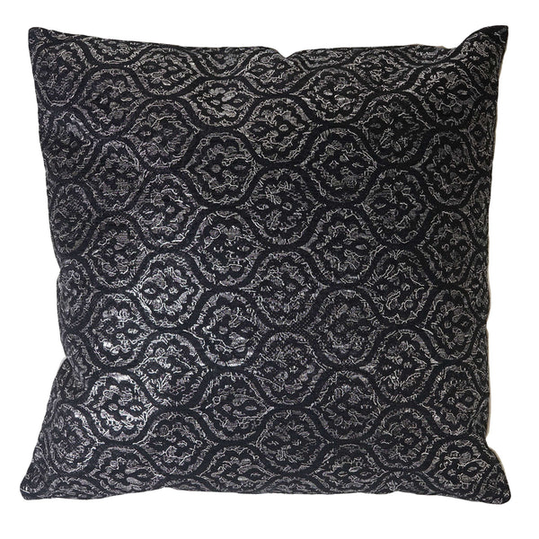 Deko-Kissen Barock Sofakissen Zierkissen mit Füllung Glanz-Effekt 45x45cm schwarz