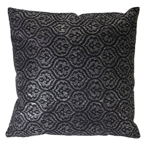 Deko-Kissen Barock Sofakissen Zierkissen mit Füllung Glanz-Effekt 45x45cm schwarz