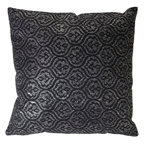 Deko-Kissen Barock Sofakissen Zierkissen mit Füllung Glanz-Effekt 45x45cm schwarz