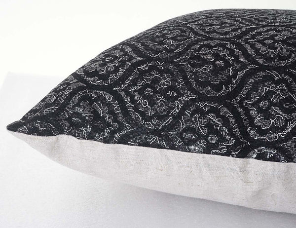 Deko-Kissen Barock Sofakissen Zierkissen mit Füllung Glanz-Effekt 45x45cm schwarz