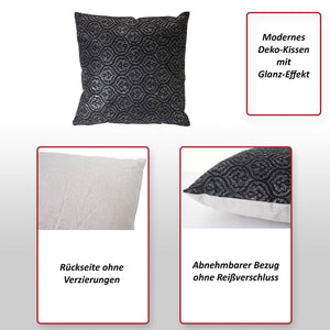 Deko-Kissen Barock Sofakissen Zierkissen mit Füllung Glanz-Effekt 45x45cm schwarz