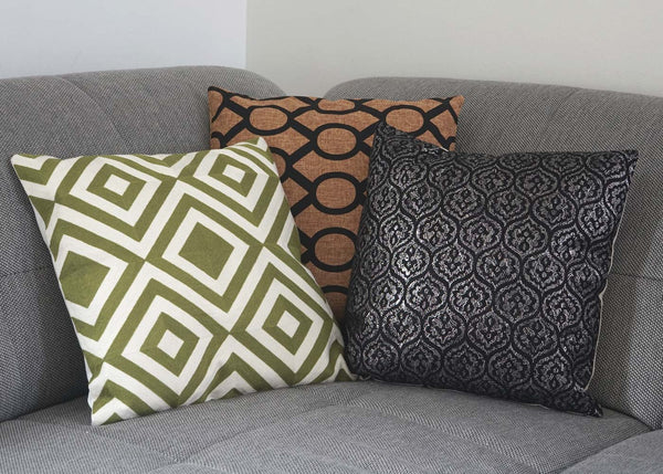 Deko-Kissen Kreise Sofakissen Zierkissen mit Füllung 45x45cm braun schwarz