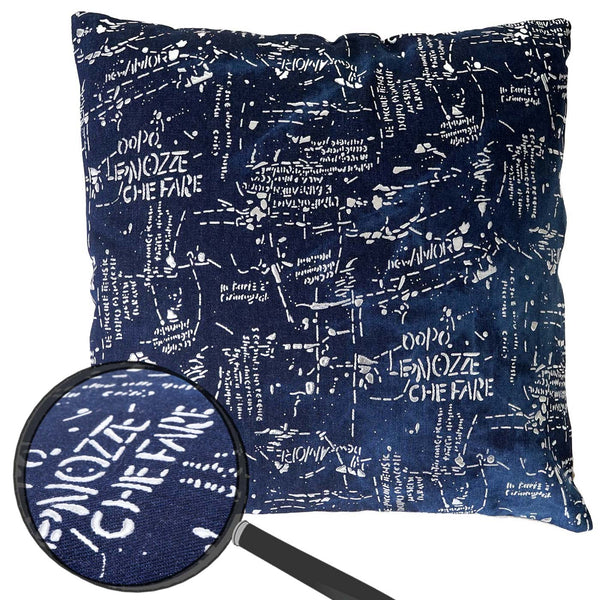 Deko-Kissen Schrift Sofakissen Zierkissen mit Füllung Glanz-Effekt 45x45cm blau