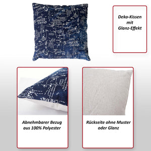 Deko-Kissen Schrift Sofakissen Zierkissen mit Füllung Glanz-Effekt 45x45cm blau