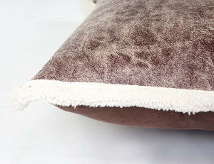 Deko-Kissen Wildlederimitat Sofakissen Zierkissen mit Füllung Fellimitat 45x45cm braun