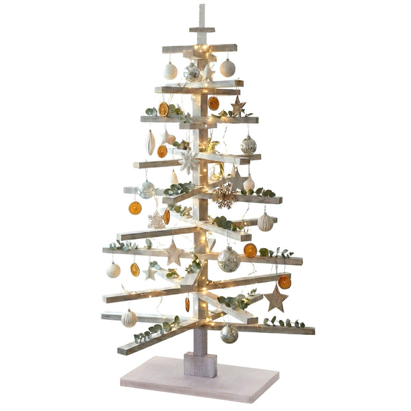 Deko-Weihnachtsbaum 3D-Christbaum Weihnachtsdeko Shabby-Look 130x82x82cm weiss