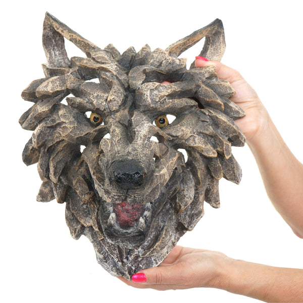 Deko Wolfskopf Schädel aus Polyresin, 32cm Wanddeko Indoor Outdoor