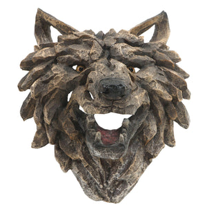 Deko Wolfskopf Schädel aus Polyresin, 32cm Wanddeko Indoor Outdoor