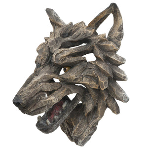 Deko Wolfskopf Schädel aus Polyresin, 32cm Wanddeko Indoor Outdoor