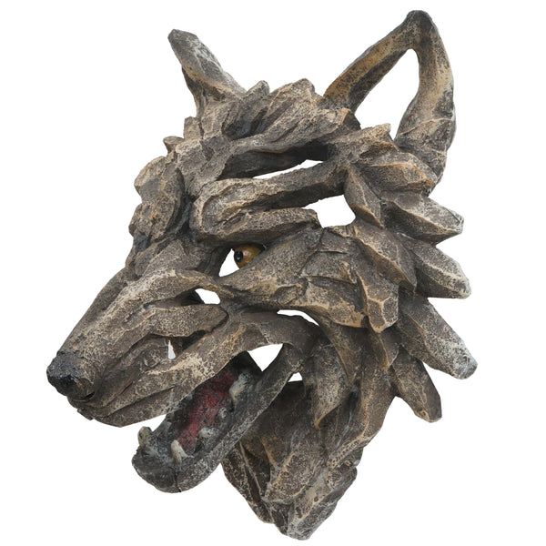 Deko Wolfskopf Schädel aus Polyresin, 32cm Wanddeko Indoor Outdoor