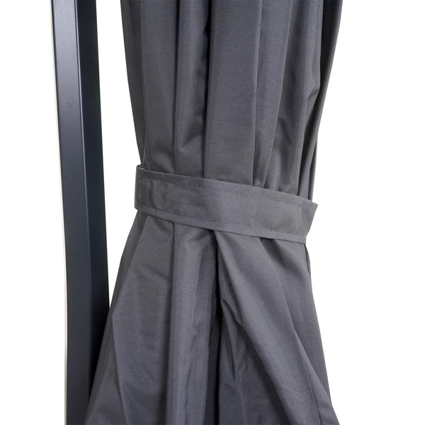 Deluxe Ampelschirm Sonnenschirm rund Ø3m Polyester Alu/Stahl 14kg mit Ständer anthrazit